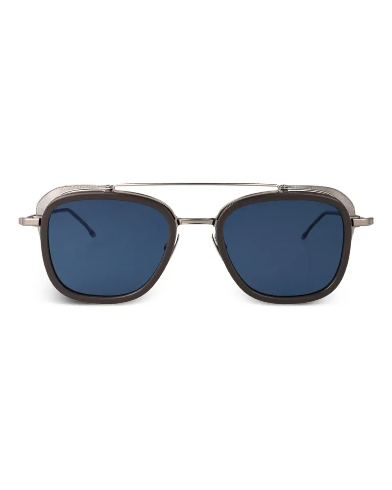 Thom Browne Sonnenbrille mit eckigem Gestell - Grau Grau