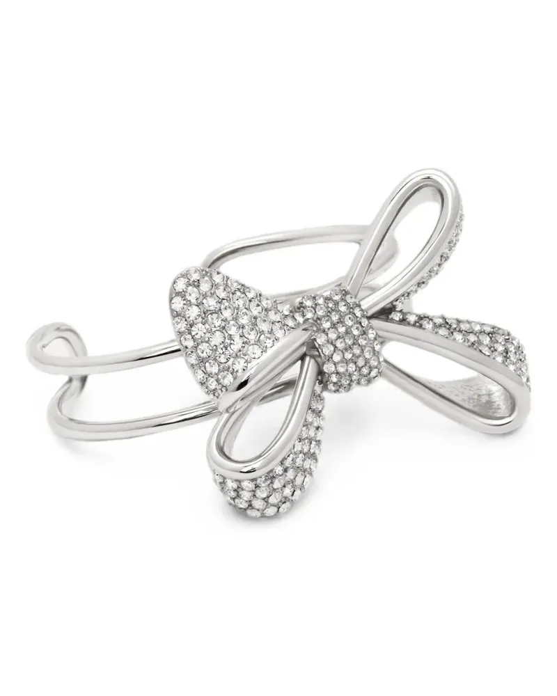 Oscar de la Renta Bow crystal cuff bracelet - Silber Silber