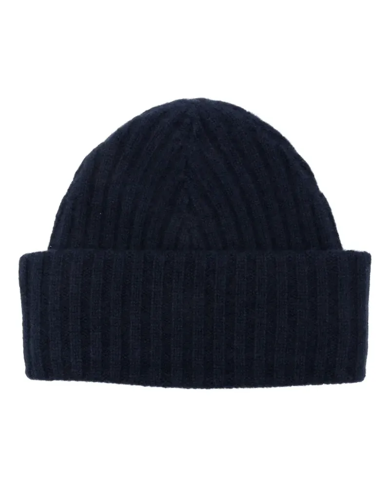 Liska Lina Beanie aus geripptem Strick - Blau Blau
