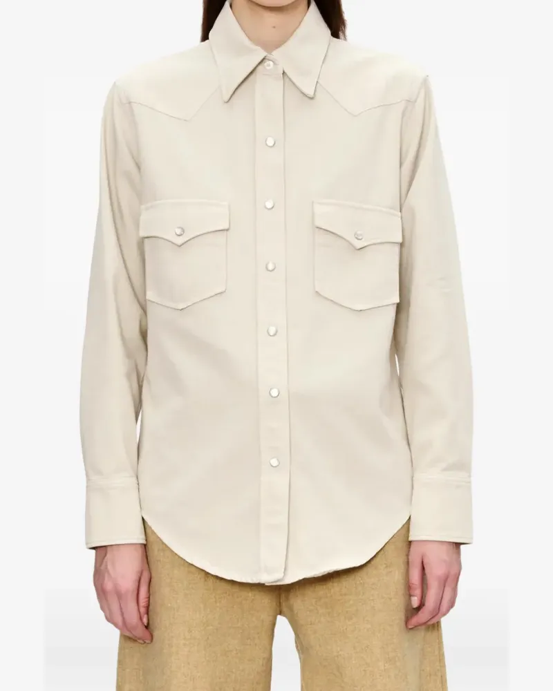 A.P.C. buttoned chest-pocket shirt - Nude Nude