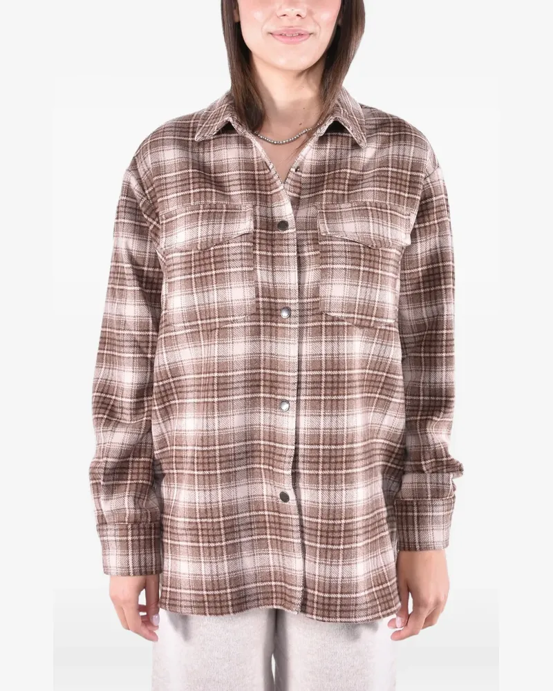 MC2 Saint Barth Cambry Flanellhemdjacke mit Schottenkaro und Logo-Stickerei - Braun Braun
