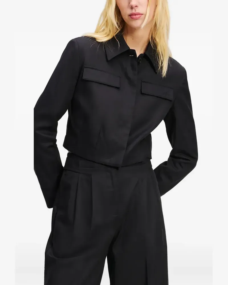 Karl Lagerfeld Cropped-Jacke mit Taschendetail - Schwarz Schwarz