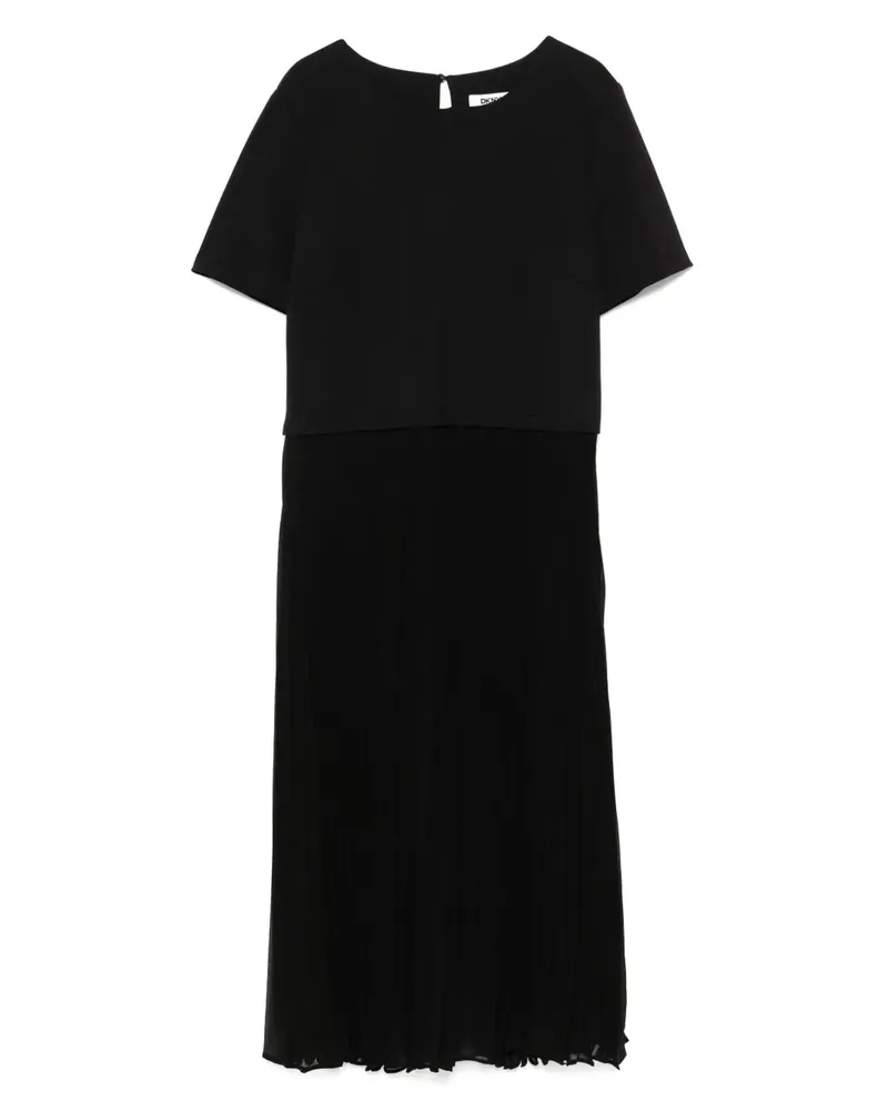 DKNY Midikleid mit plissiertem Detail - Schwarz Schwarz