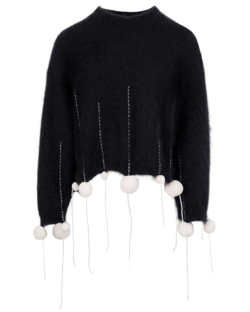 Ports 1961 Pom Pom Pullover aus Mohairgemisch - Schwarz Schwarz