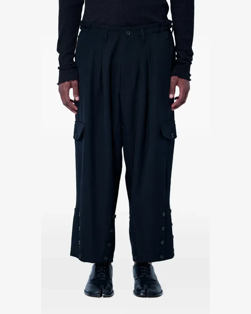 Yohji Yamamoto button-detail wide-leg cargo pants - Schwarz Schwarz