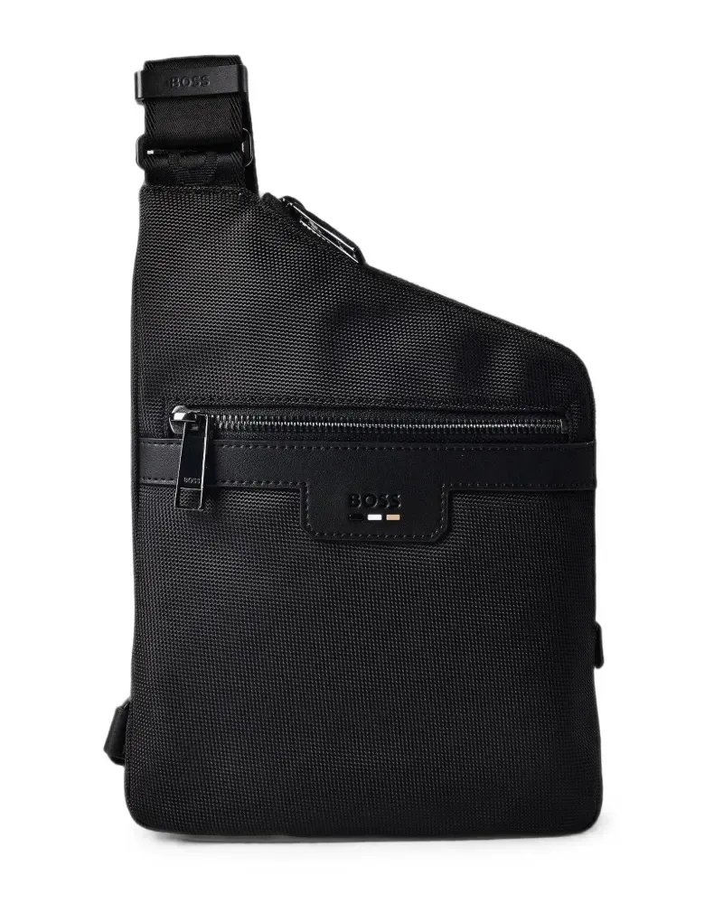 HUGO BOSS Schultertasche mit Logo-Patch - Schwarz Schwarz