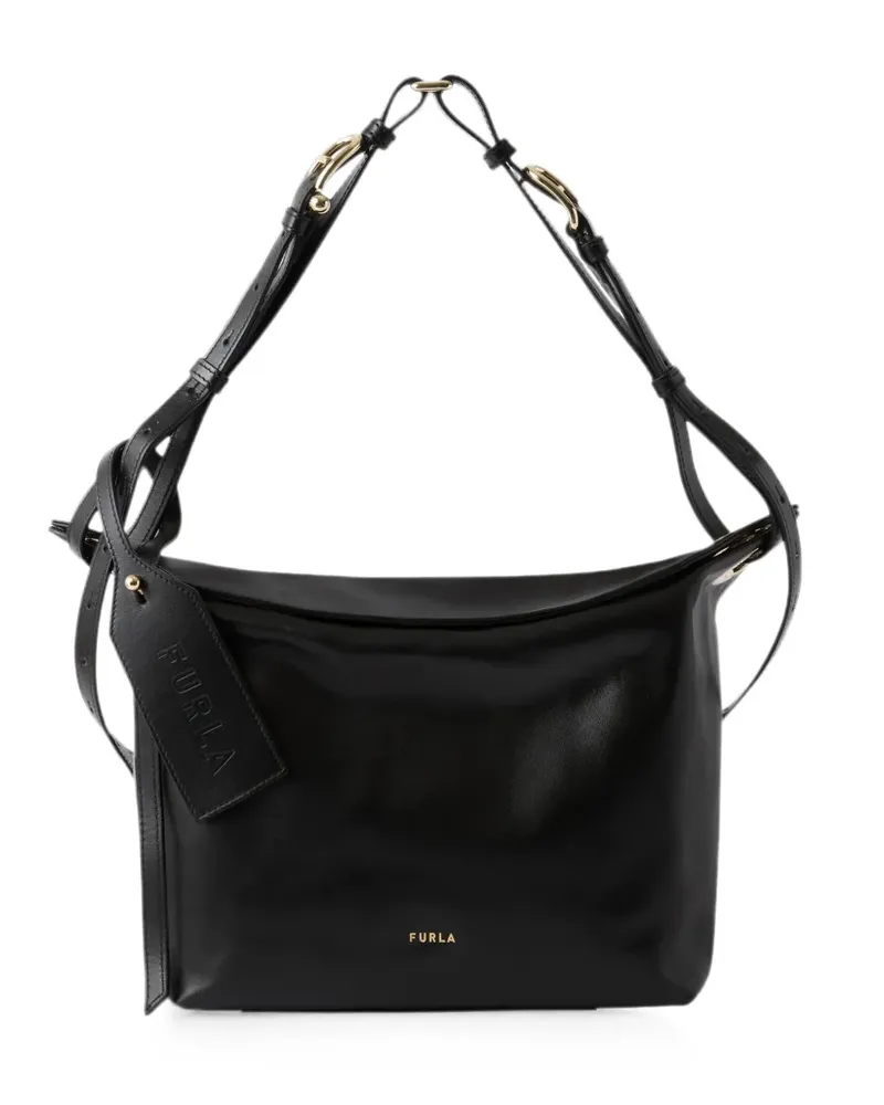Furla Schultertasche mit Logo-Schild - Schwarz Schwarz