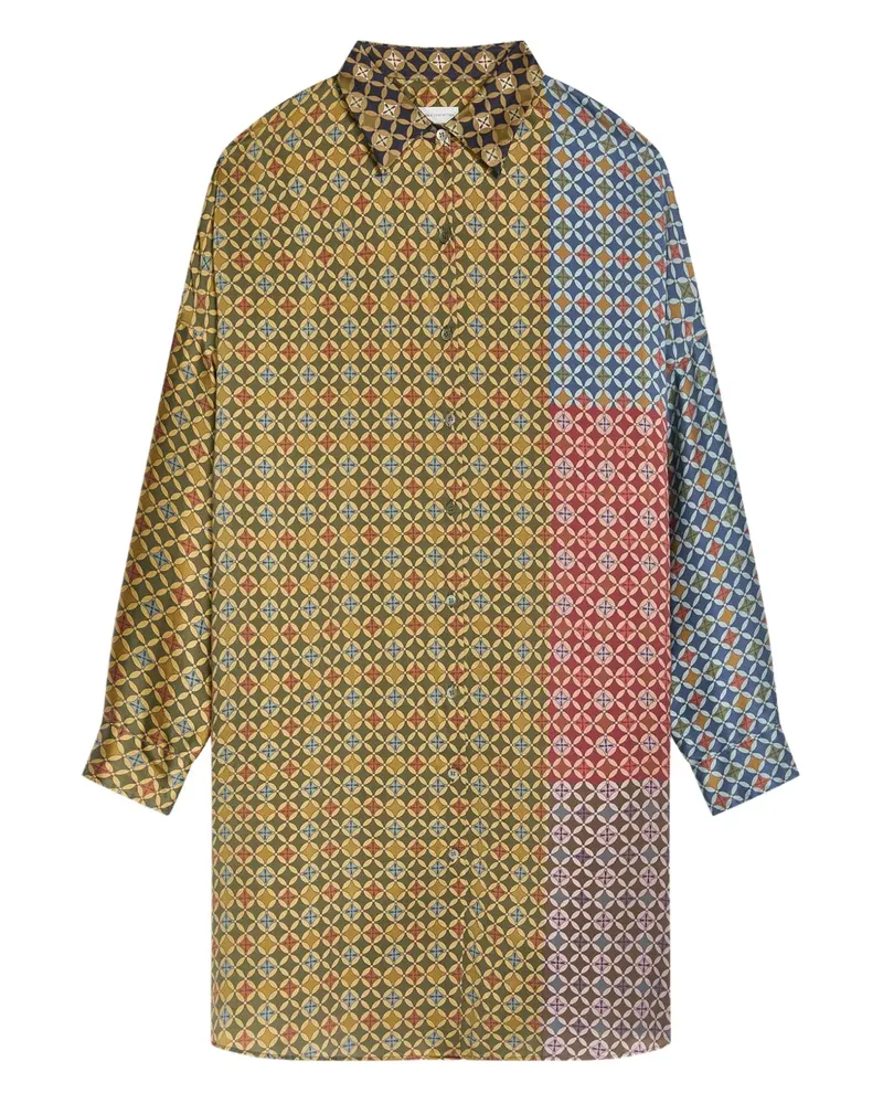 Dries van Noten Hemdkleid mit geometrischem Print - Grün Grün