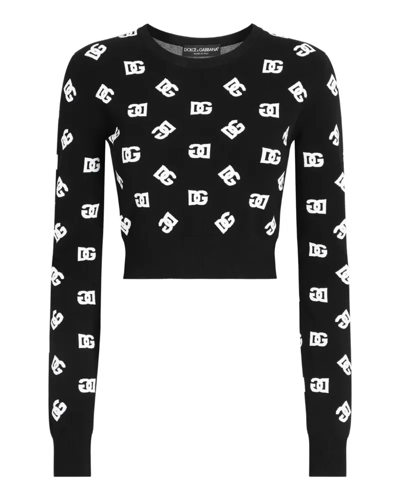 Dolce & Gabbana Jacquard-Pullover mit DG - Schwarz Schwarz