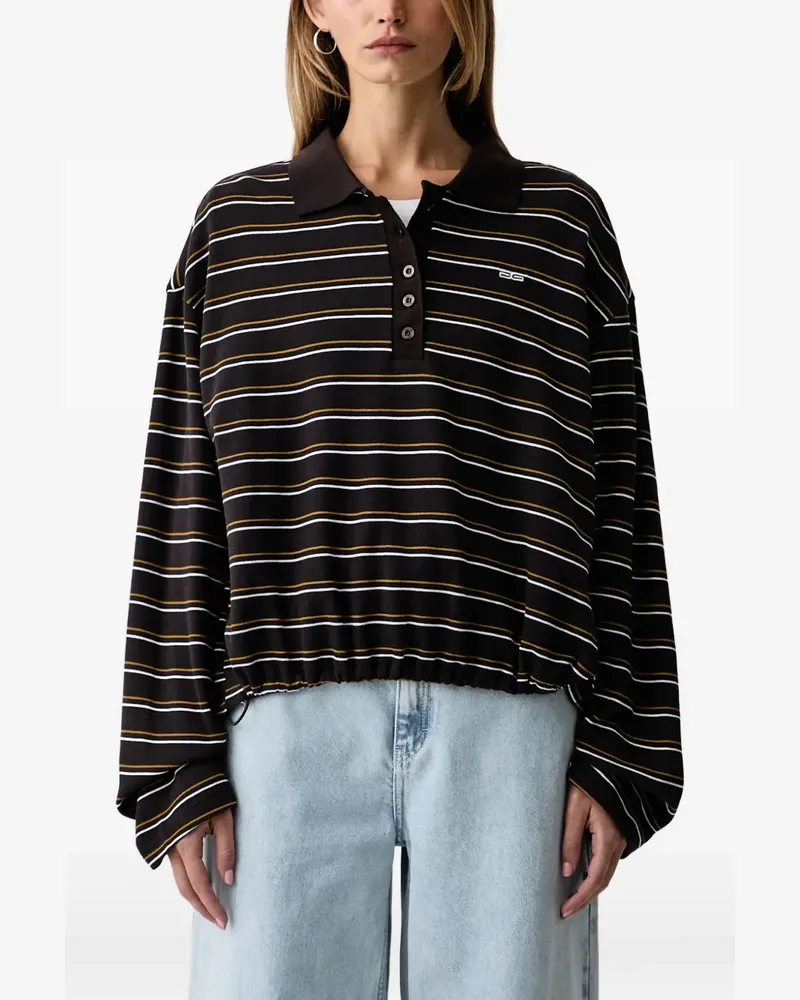 Gestuz GZpilova striped drawstring-hem polo shirt - Schwarz Schwarz