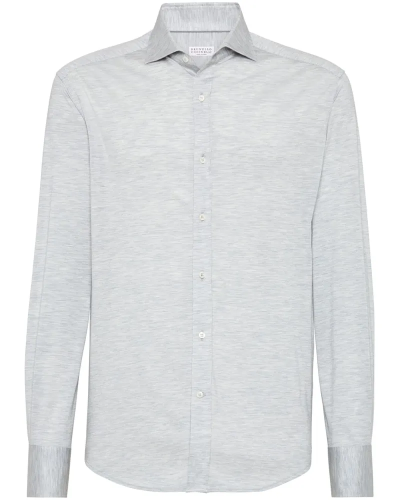 Brunello Cucinelli Jerseyhemd aus Seiden-Baumwollgemisch - Grau Grau