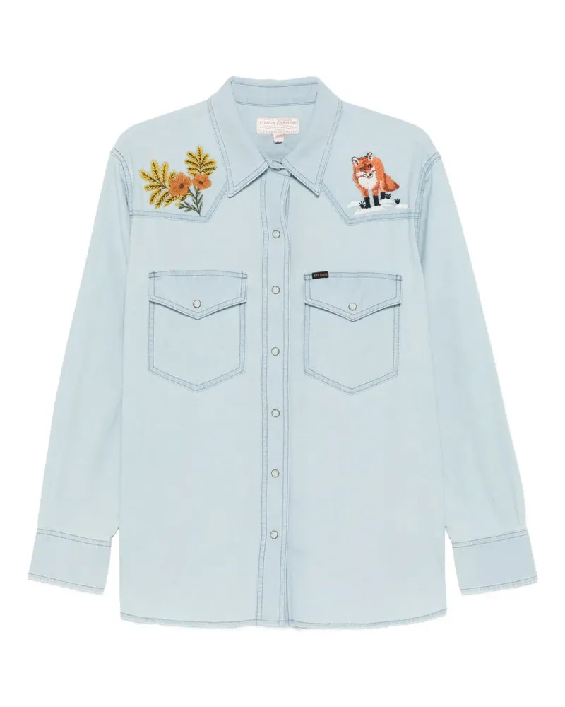 Filson Westernhemd mit Stickerei - Blau Blau