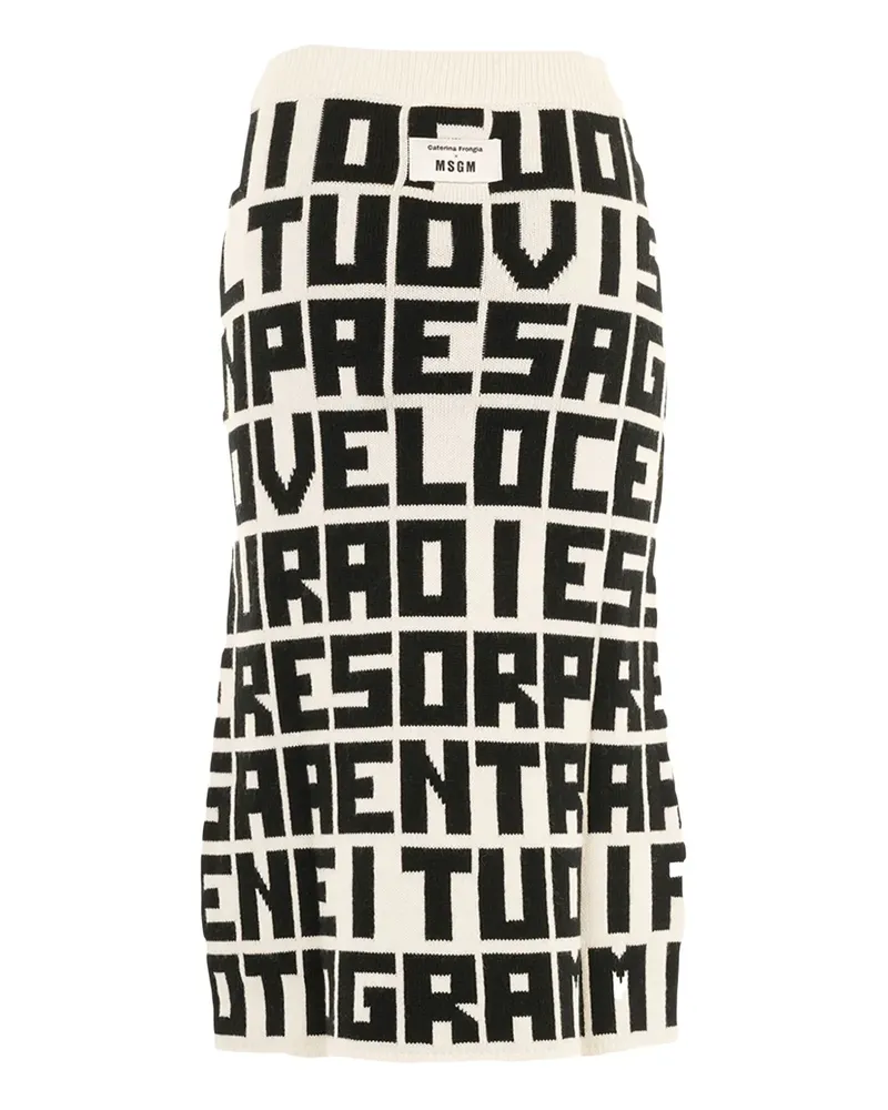 MSGM x Caterina Frongia Midirock mit Buchstaben - Weiß Weiß