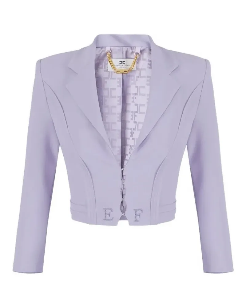 Elisabetta Franchi jacket in double layer stretch crêpe fabric with raw-edge trims - Violett Violett