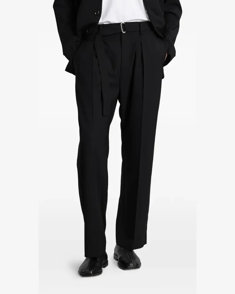 ATTACHMENT belted pleated trousers - Schwarz Schwarz