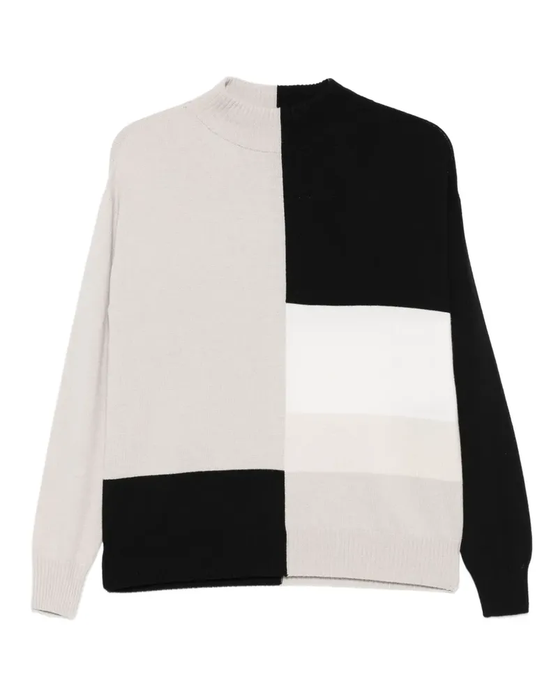 D.EXTERIOR Pullover in Colour-Block-Optik - Schwarz Schwarz