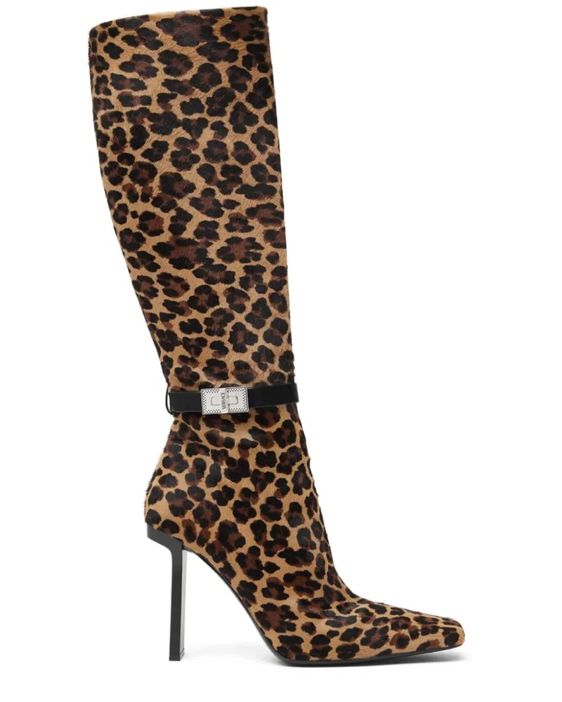 Versace Stiefel mit Leoparden-Print Nude