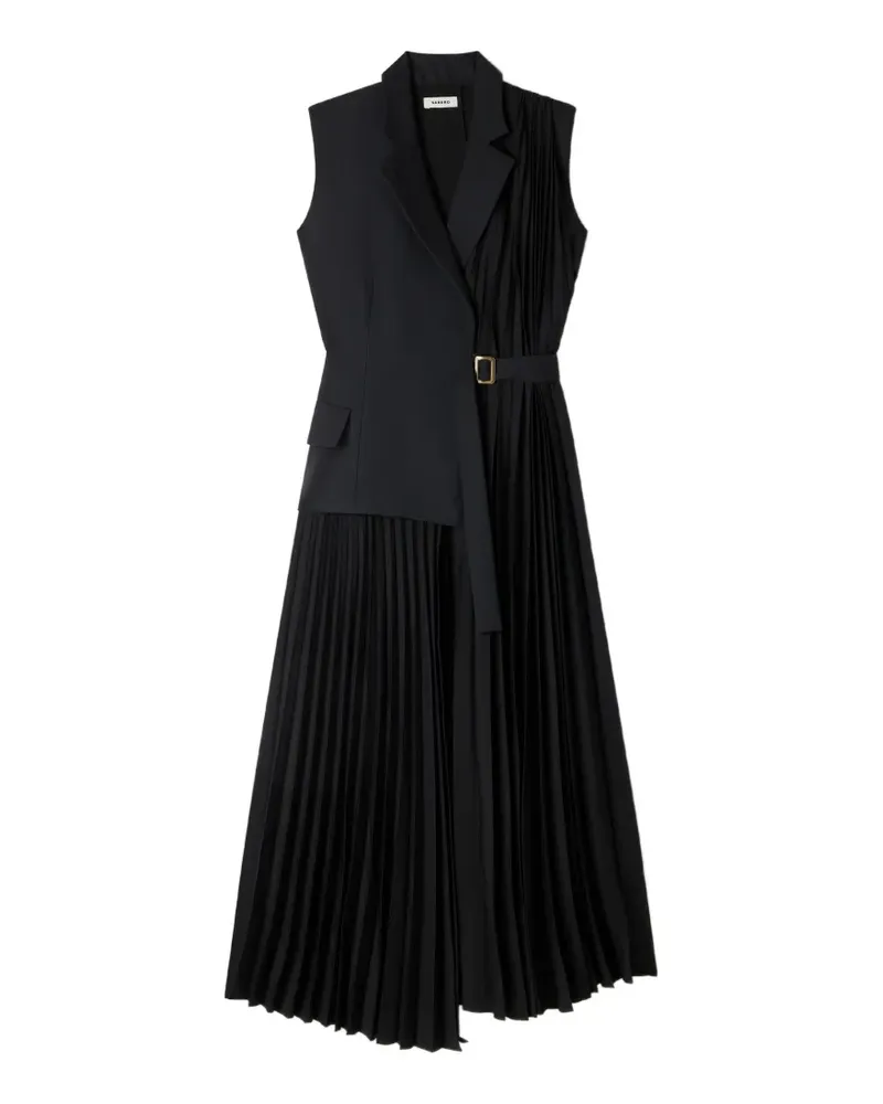 Sandro Plissiertes Wickelkleid - Schwarz Schwarz
