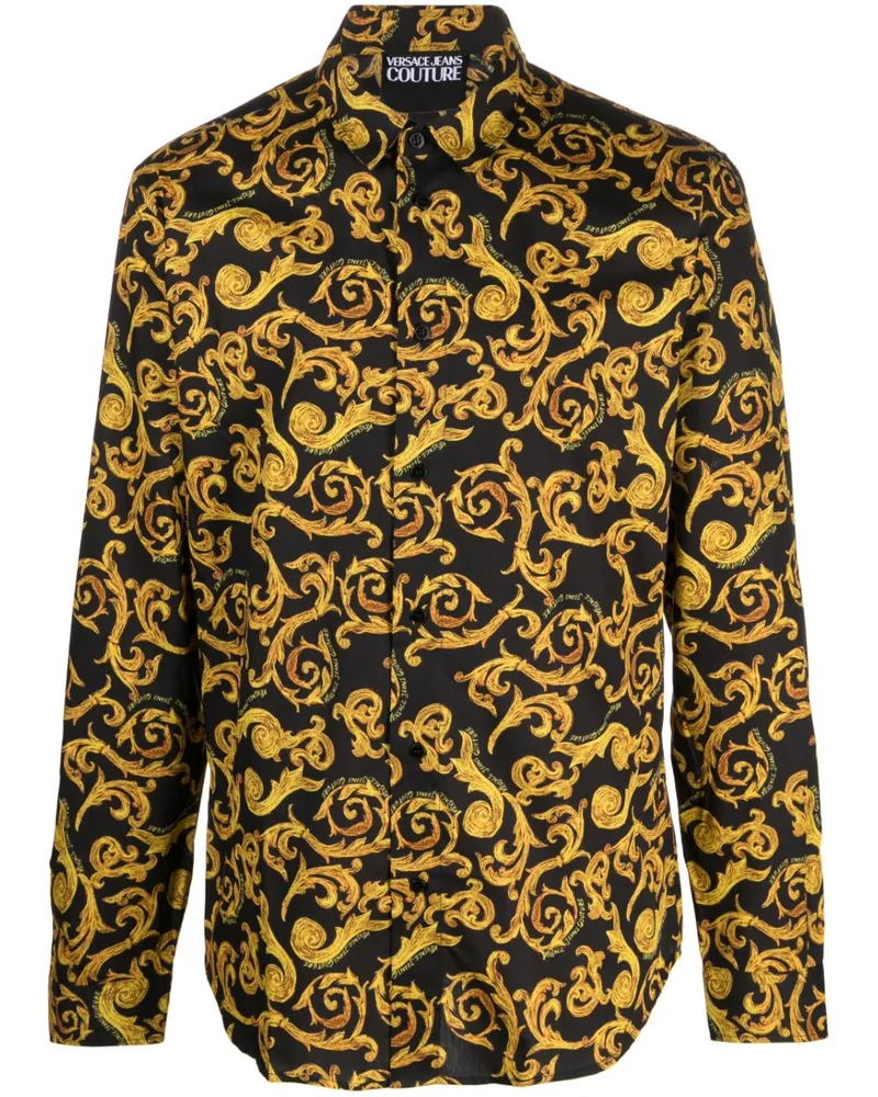 Versace Jeans Hemd mit grafischem Print Schwarz