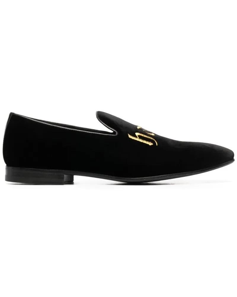 Philipp Plein Samt-Loafer mit Stickerei - Schwarz Schwarz