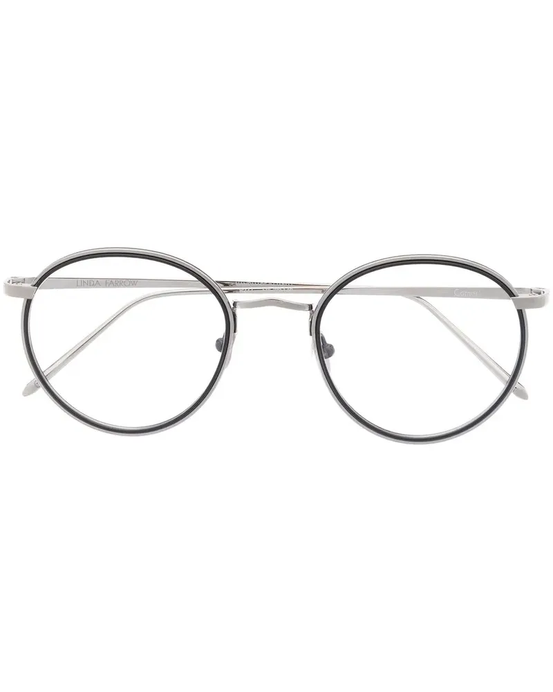 Linda Farrow Comer Brille mit rundem Gestell - Silber Silber