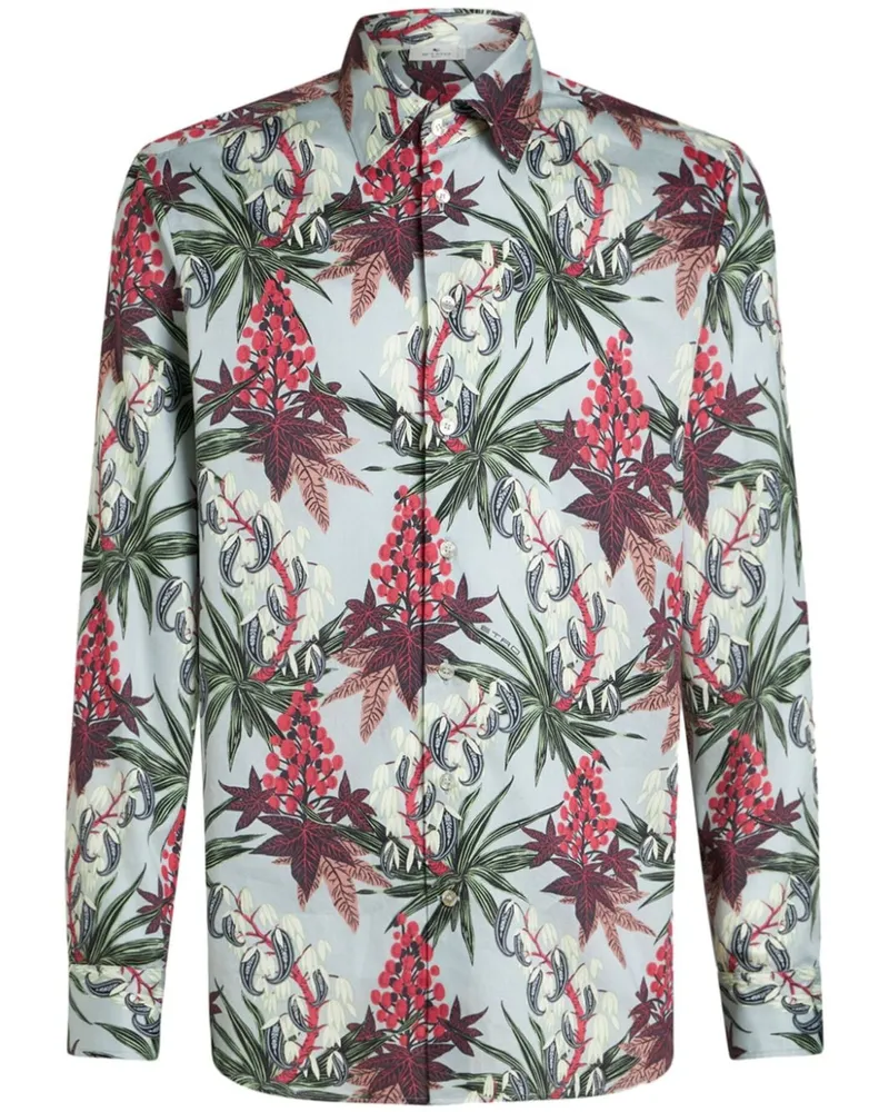 Etro Hemd mit Blatt-Print - Blau Blau