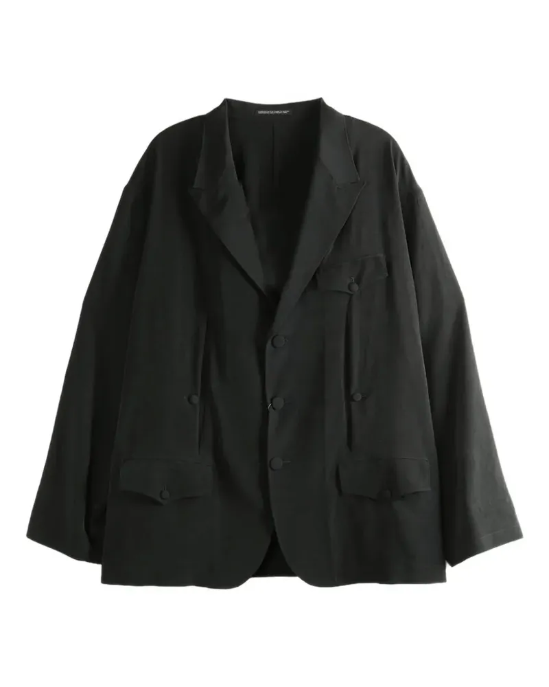 Yohji Yamamoto pleated flap-pocket coat - Schwarz Schwarz