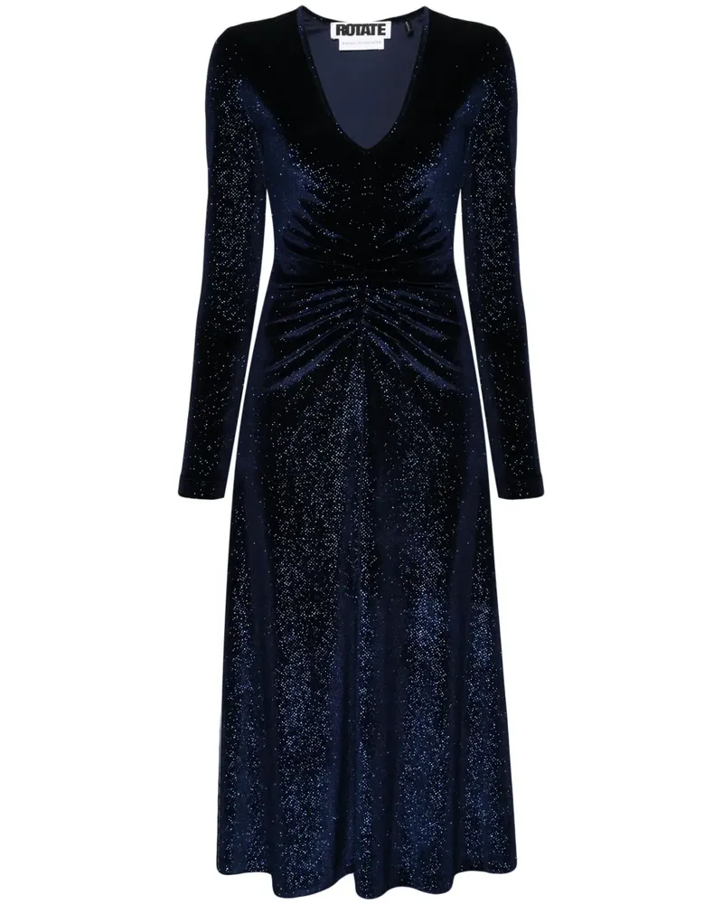 ROTATE Birger Christensen Gerafftes Midikleid mit Strass - Blau Blau
