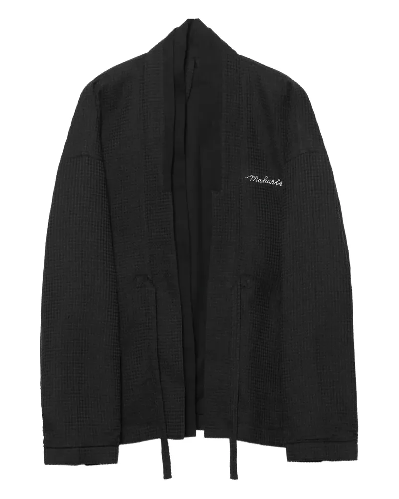 maharishi Waffelstrick-Jacke mit Stickerei - Schwarz Schwarz