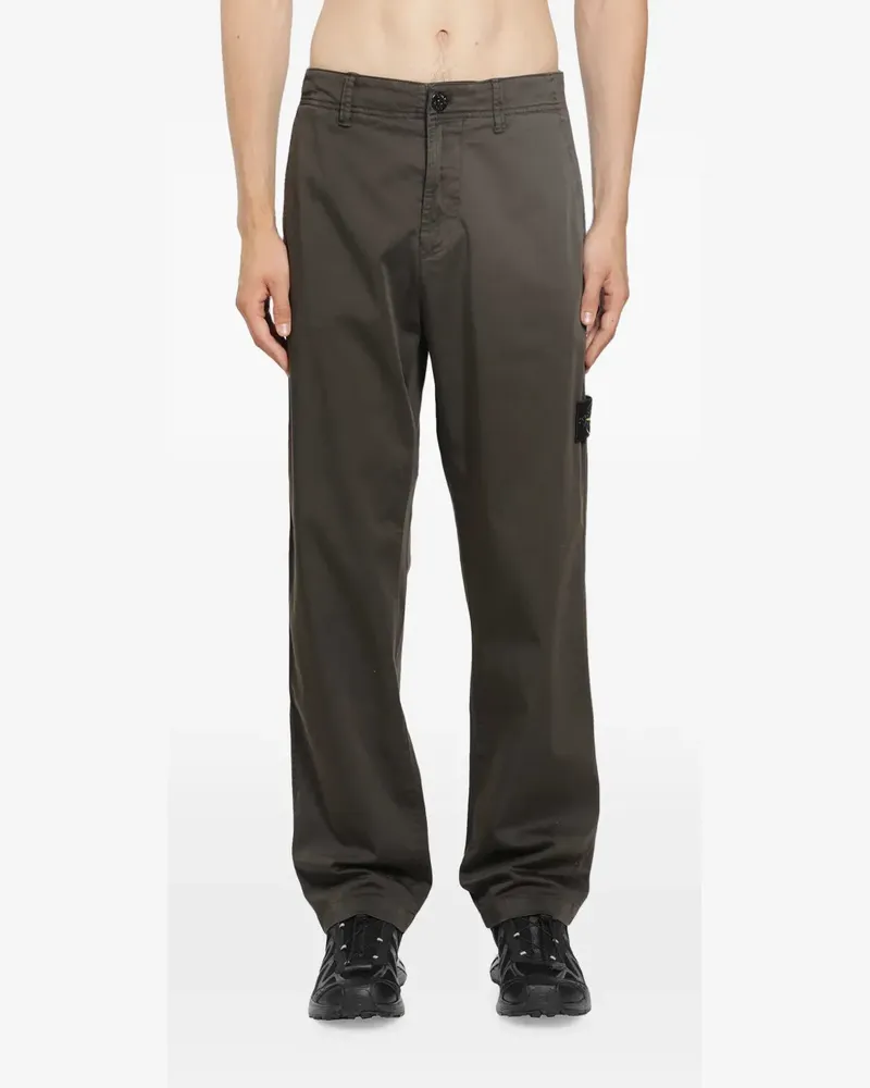 Stone Island Gerade Hose mit Logo-Patch - Grau Grau