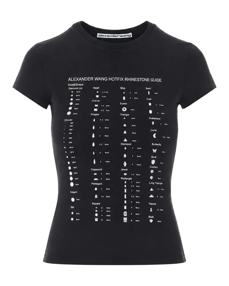 Alexander Wang Schmales T-Shirt mit Kristallen - Schwarz Schwarz