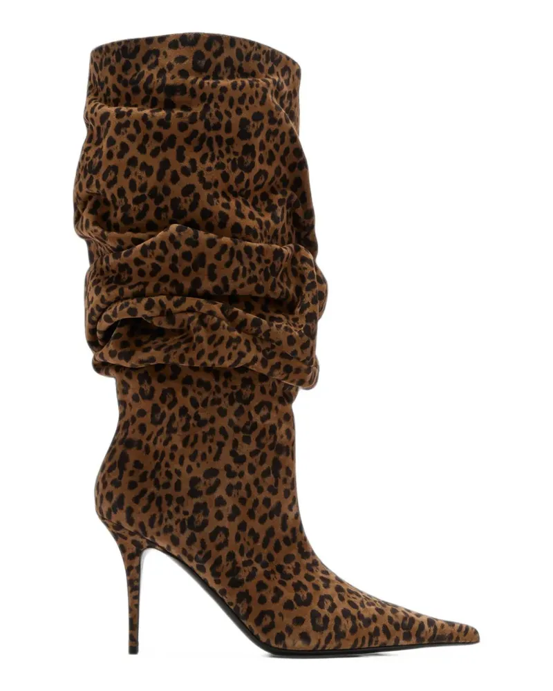 Amina Muaddi Anok leopard-print knee-high boots - Braun Braun