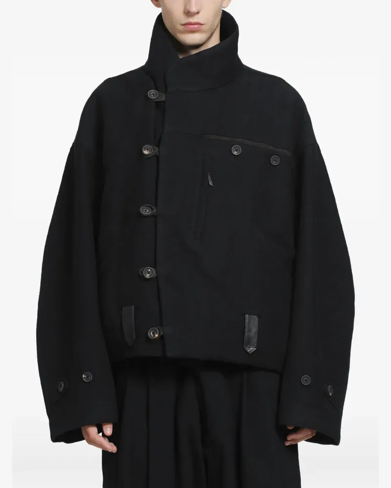 Ziggy Chen Asymmetrische Hidden Arc Jacke - Schwarz Schwarz