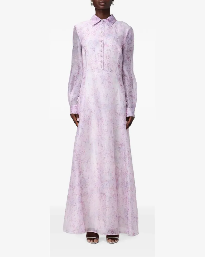Alberta Ferretti floral-print silk shirt maxi dress - Rosa Rosa