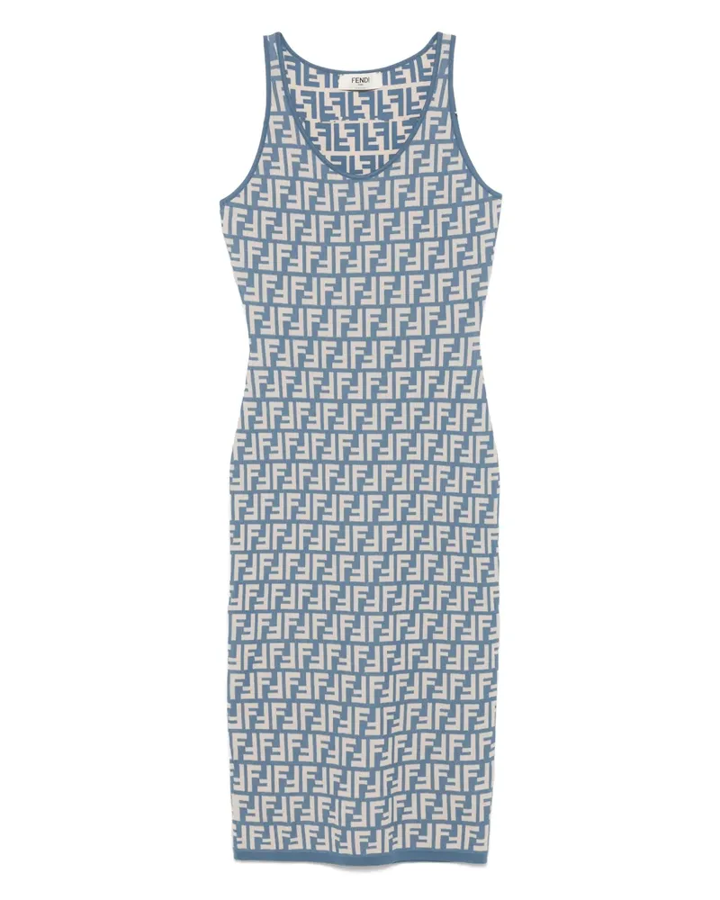 Fendi Midikleid aus FF-Jacquard - Blau Blau