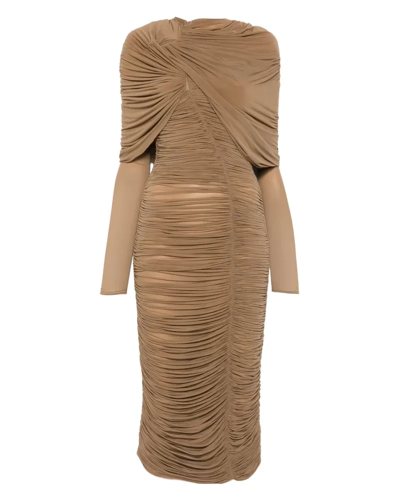 Magda Butrym Drapiertes Midikleid - Braun Braun