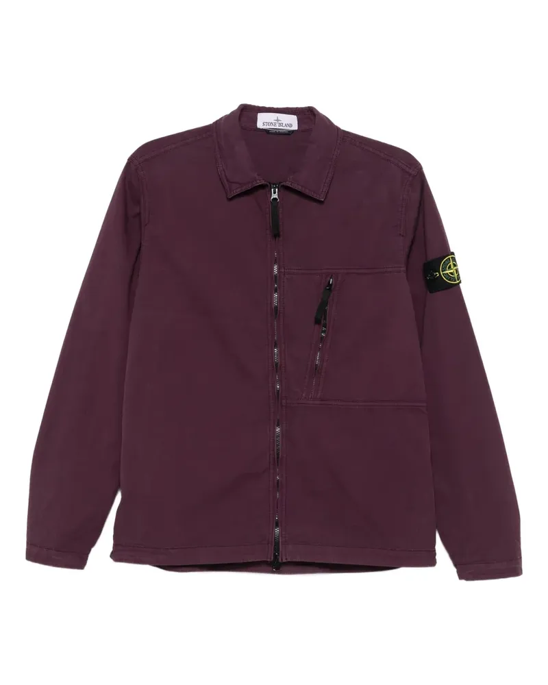 Stone Island Twill-Hemd mit Reißverschluss - Rot Rot