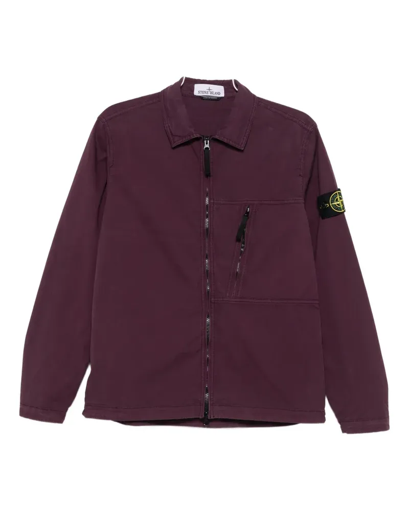 Stone Island Twill-Hemd mit Reißverschluss - Rot Rot