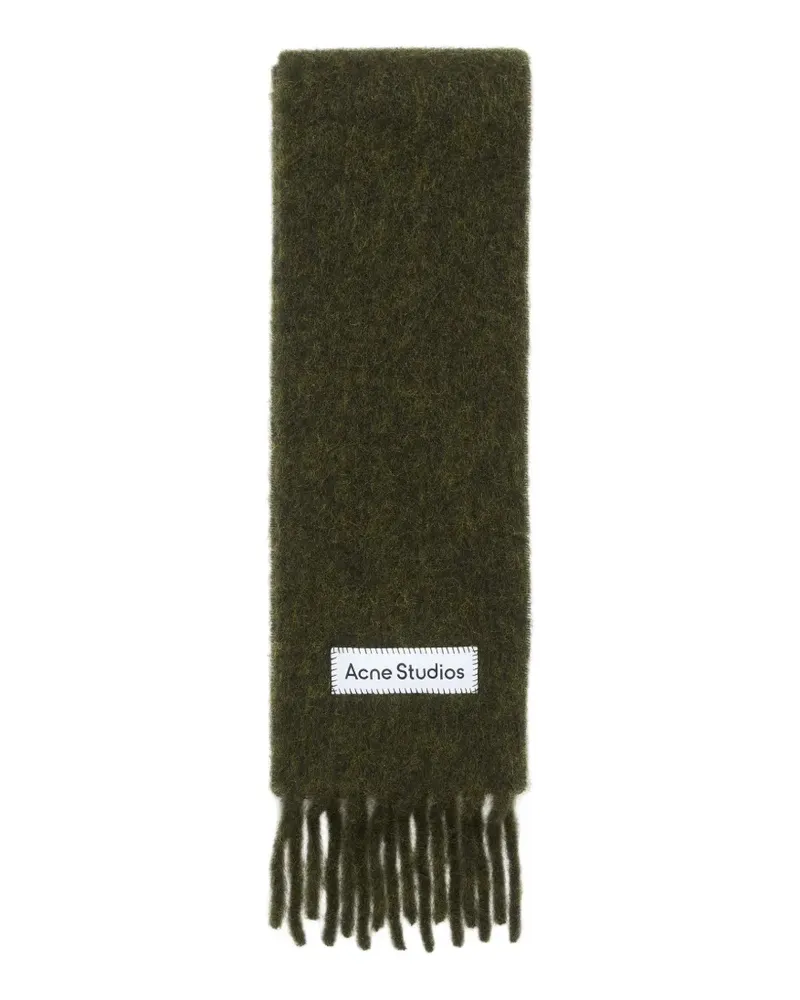 Acne Studios Schal mit Fransen und Logo-Patch - Grün Grün