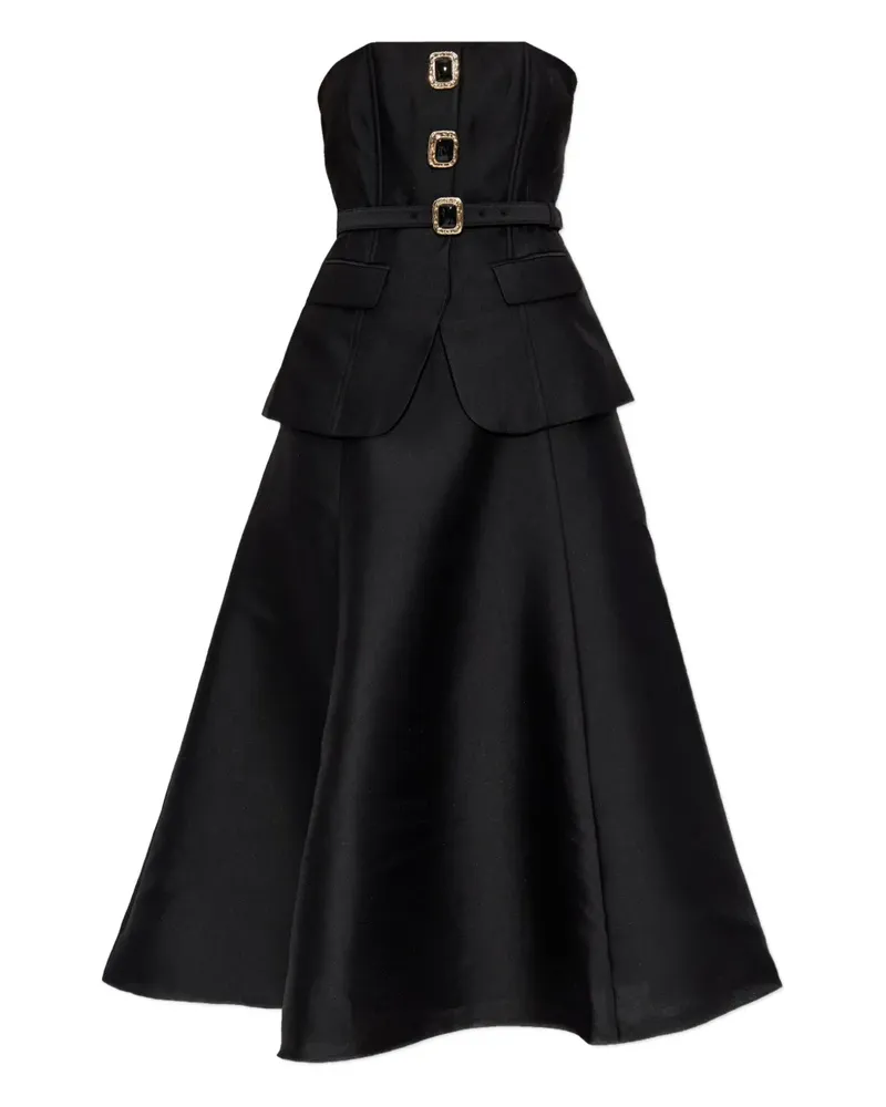 Self-Portrait Gürtel-Kleid mit Schnallendetail - Schwarz Schwarz