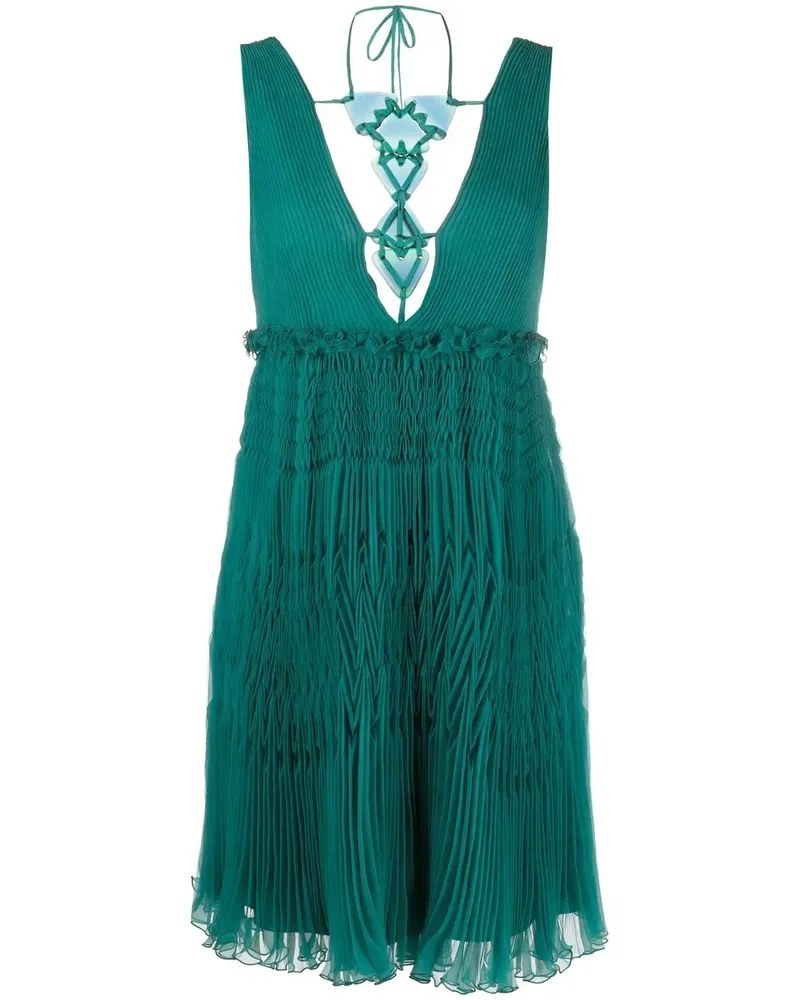 Alberta Ferretti Seidenkleid mit V-Ausschnitt - Grün Grün