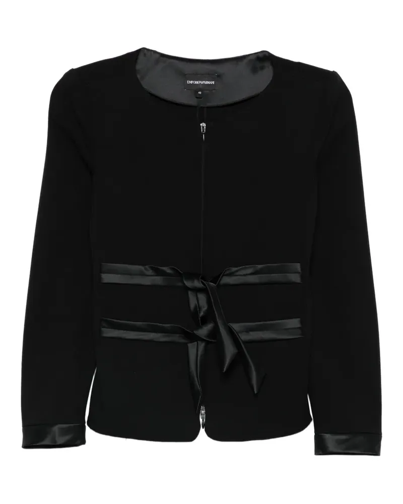 Emporio Armani bow-detail collarless jacket - Schwarz Schwarz