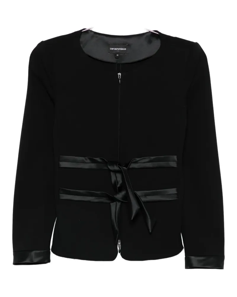Emporio Armani bow-detail collarless jacket - Schwarz Schwarz