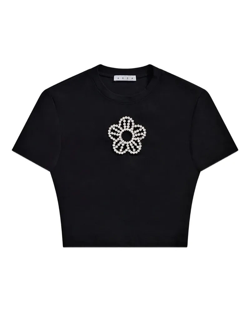 Area T-Shirt mit Kristallblume - Schwarz Schwarz