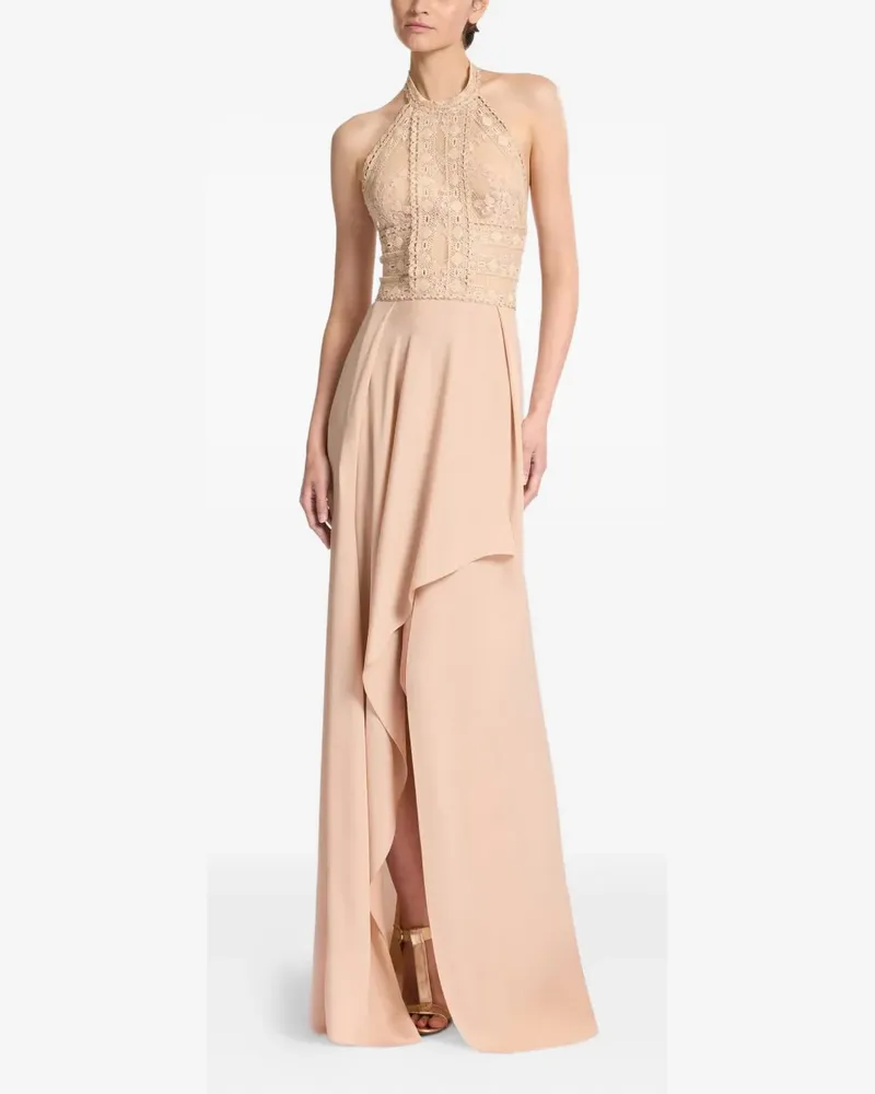 Elie Saab Neckholder-Kleid mit Spitzeneinsatz - Nude Nude