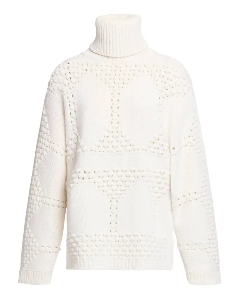 Elie Saab Gerippter Rollkragenpullover - Weiß Weiß