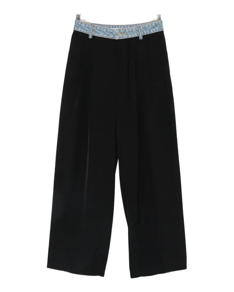 Alexander Wang denim-waistband pleated trousers - Schwarz Schwarz