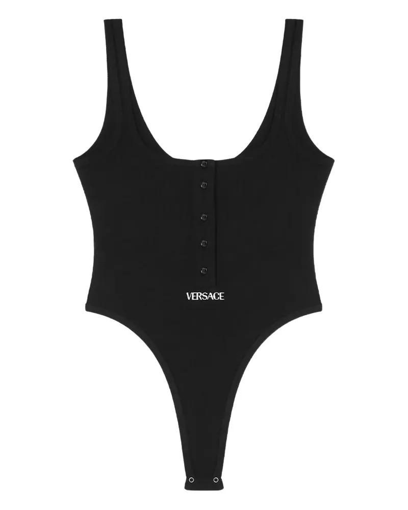 Versace logo-embroidered bodysuit - Schwarz Schwarz