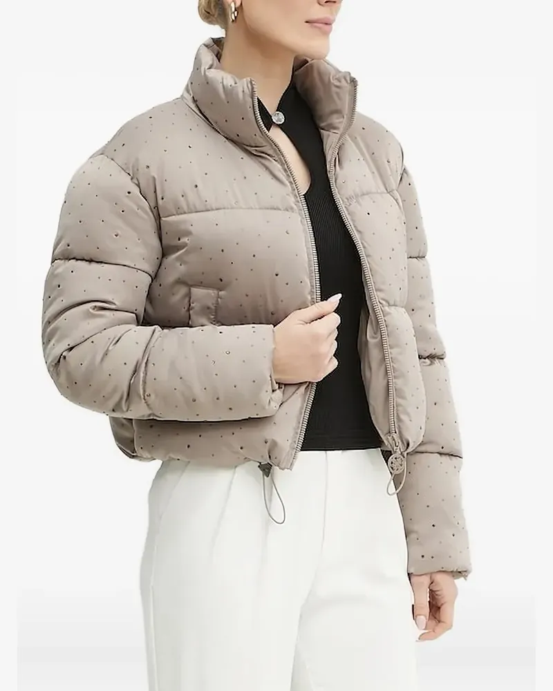 Guess Wattierte Jacke mit Strass - Grau Grau