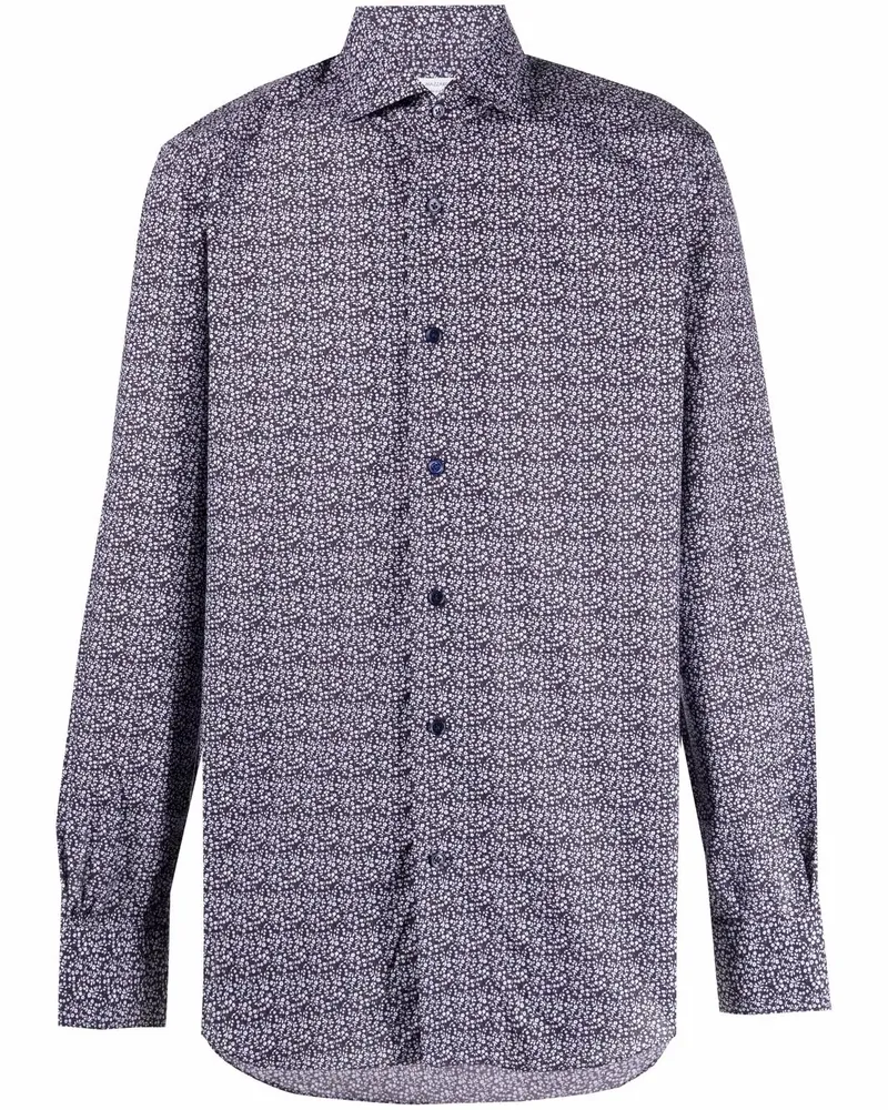 MAZZARELLI Hemd mit kleinem Blumenmuster - Violett Violett